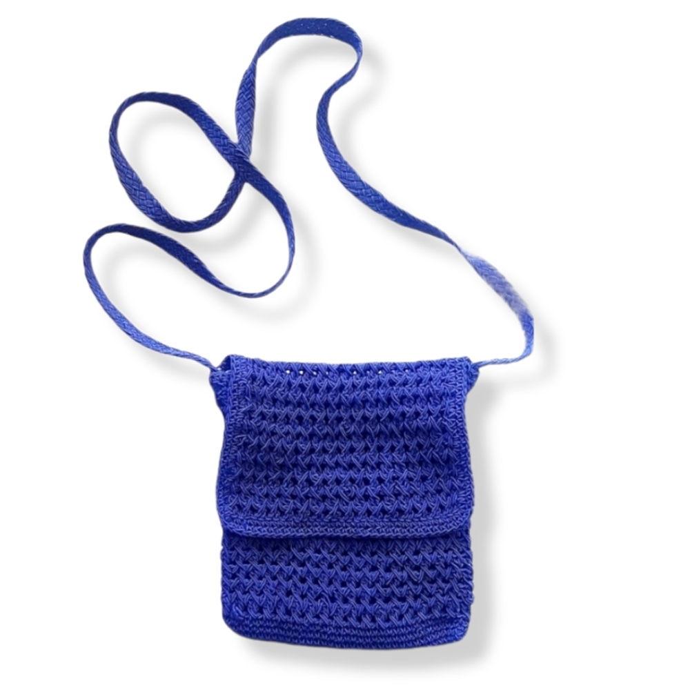 MACRAME CROCHET Blue Fold-Over Purse